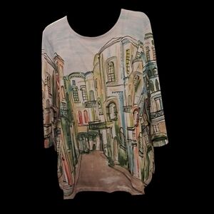 Allison Daley Watercolor Painted Cityscape  Top